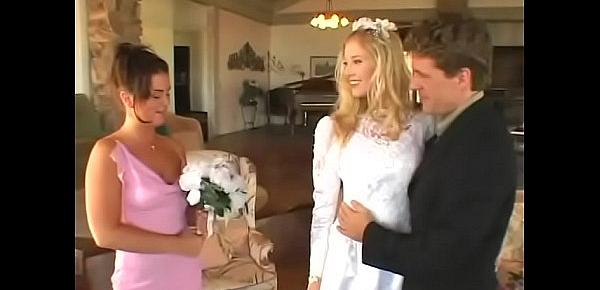  Bride groom and bridesmaid in furious threesome fucking